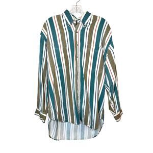 Natural Elements Long Sleeve Striped Button Down Shirt Large